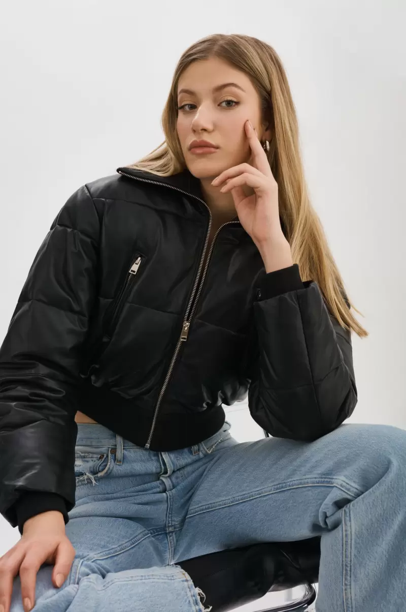 Lamarque Coats & Jackets Livia | Leather Puffer Jacket Liquidation Black Women - 2