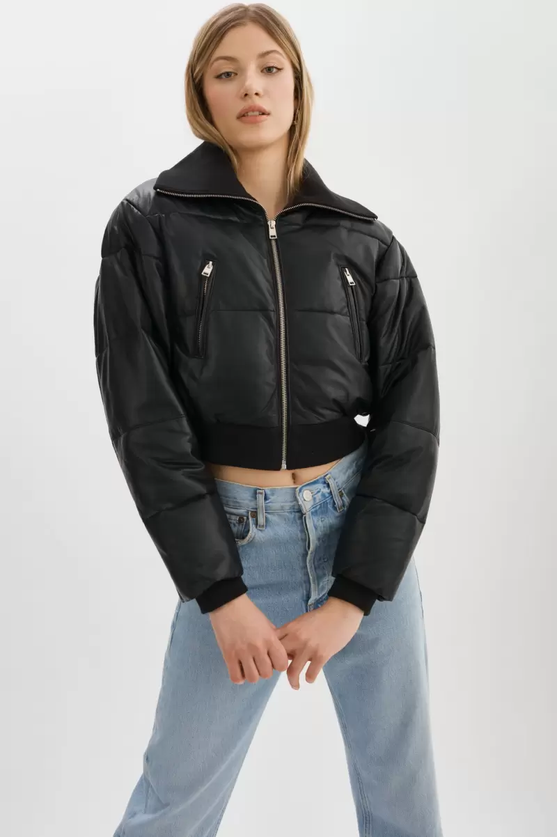 Lamarque Coats & Jackets Livia | Leather Puffer Jacket Liquidation Black Women