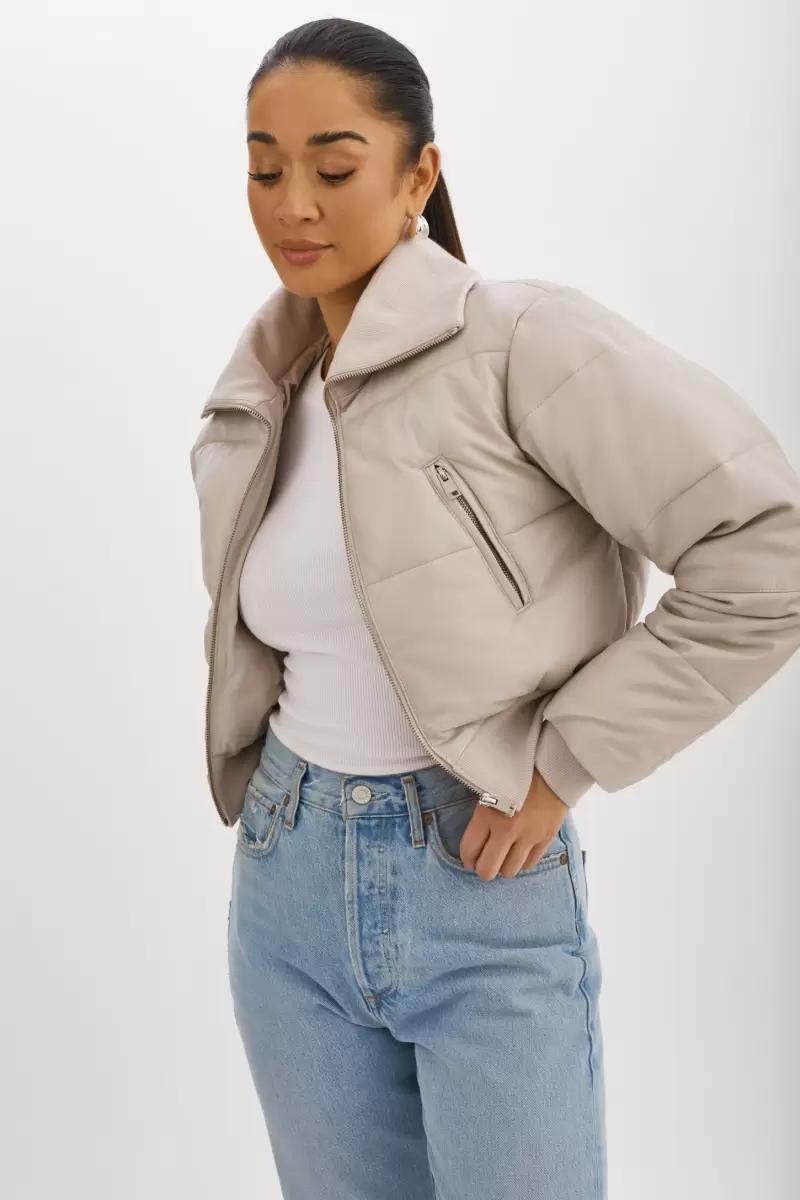 Lamarque Women Oat Efficient Livia | Leather Puffer Jacket Coats & Jackets - 1