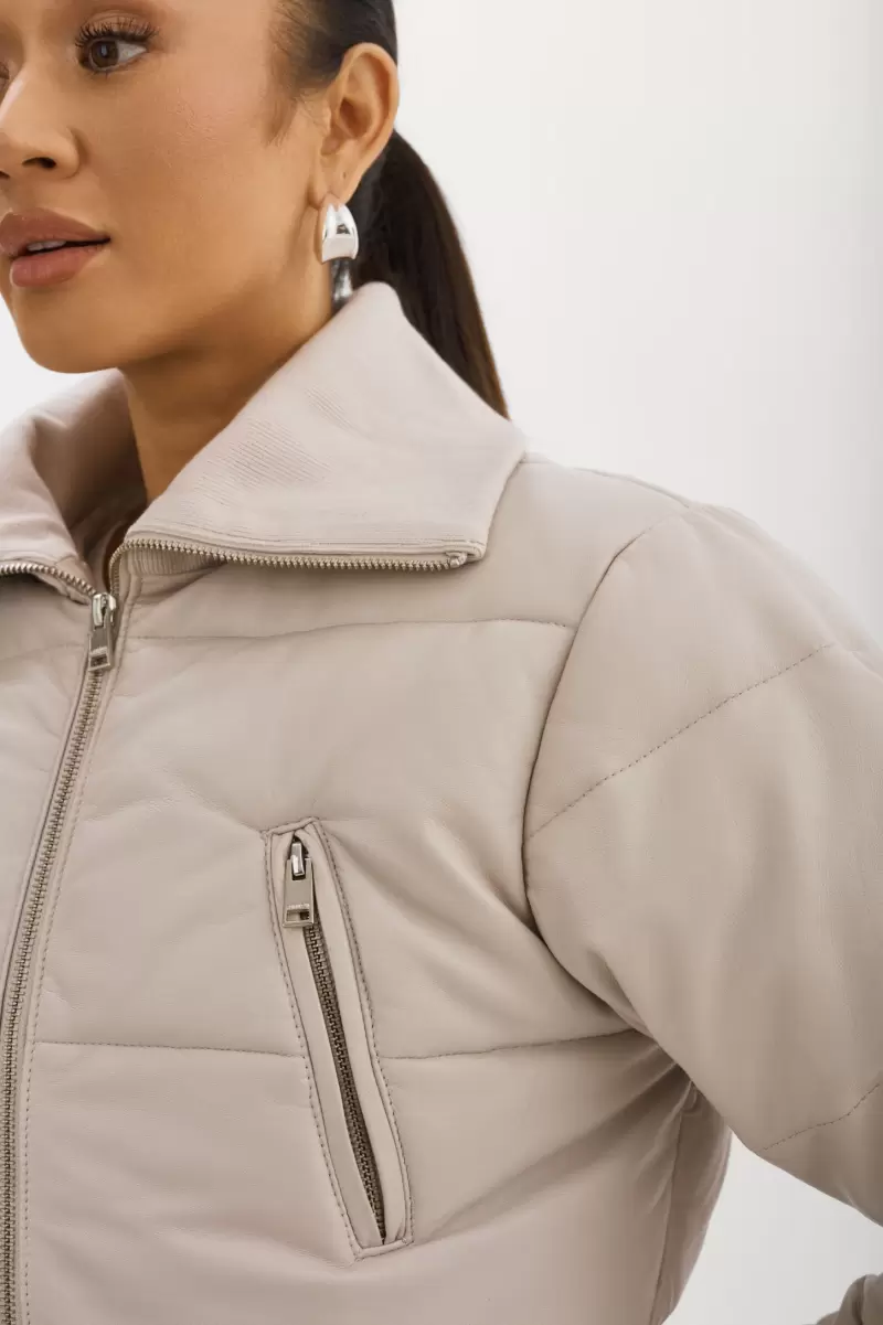 Lamarque Women Oat Efficient Livia | Leather Puffer Jacket Coats & Jackets - 3