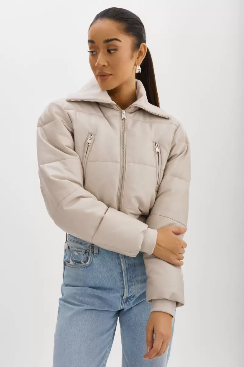 Lamarque Women Oat Efficient Livia | Leather Puffer Jacket Coats & Jackets - 4
