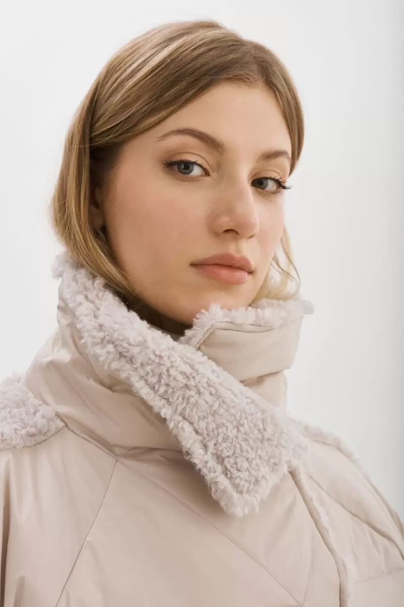 Women Sharon | Mixed Media Puffer Jacket Rebate Coats & Jackets Lamarque Light Grey - 4
