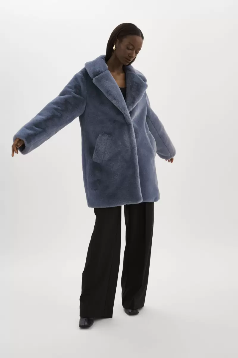 Coats & Jackets Linnea | Faux Fur Coat Smoky Blue Reliable Women Lamarque - 1