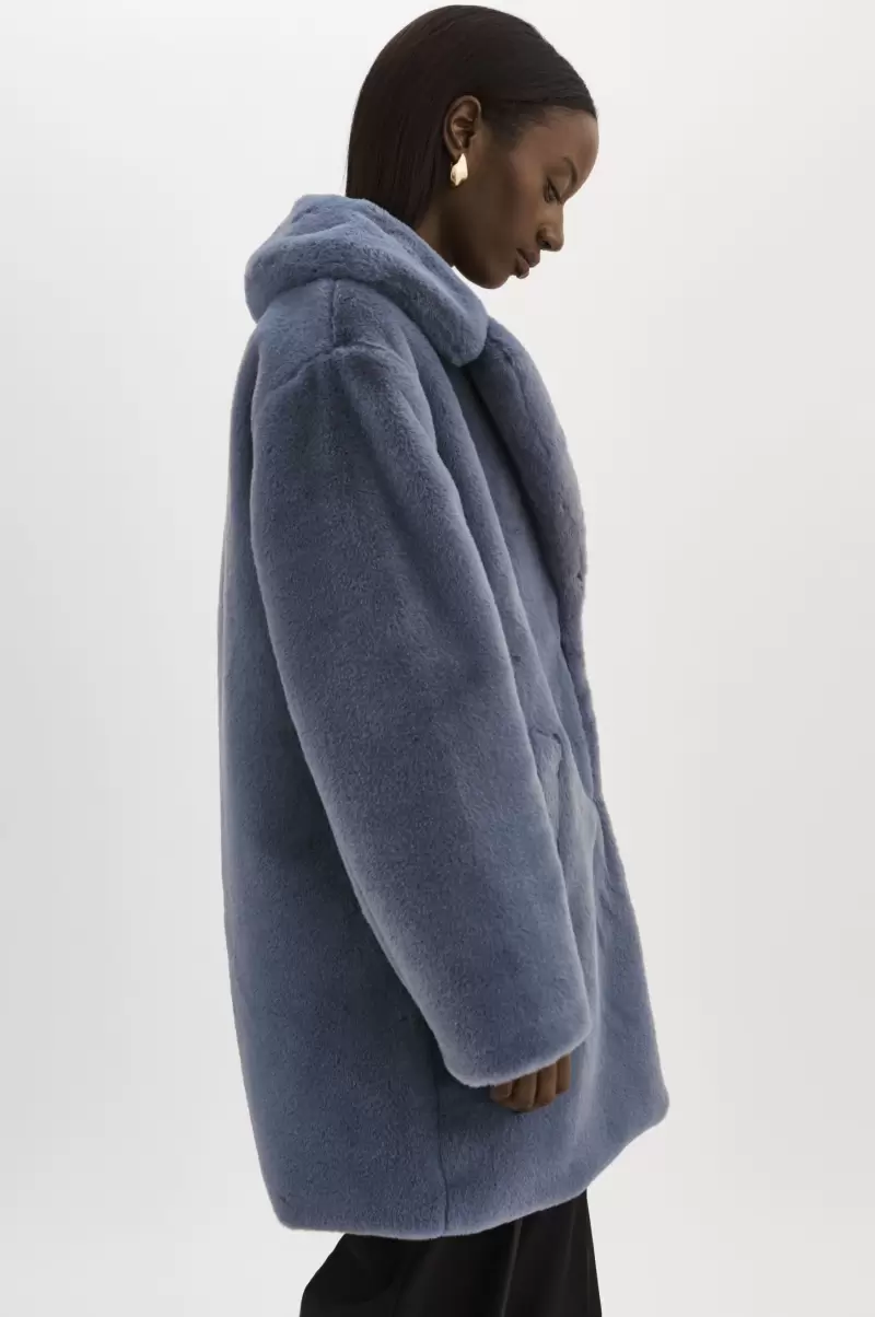 Coats & Jackets Linnea | Faux Fur Coat Smoky Blue Reliable Women Lamarque - 2