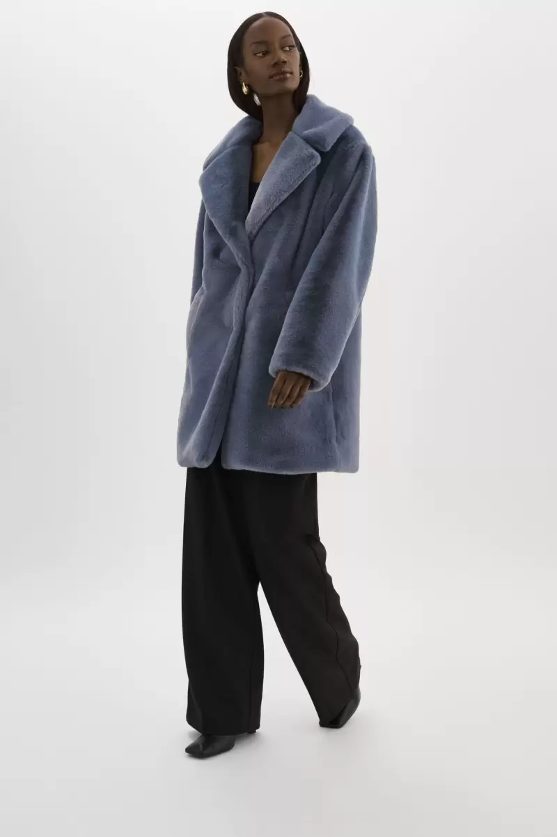 Coats & Jackets Linnea | Faux Fur Coat Smoky Blue Reliable Women Lamarque - 4