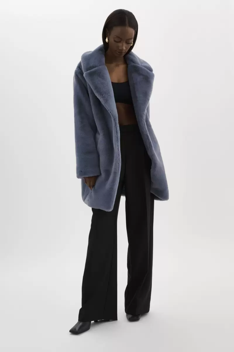 Coats & Jackets Linnea | Faux Fur Coat Smoky Blue Reliable Women Lamarque