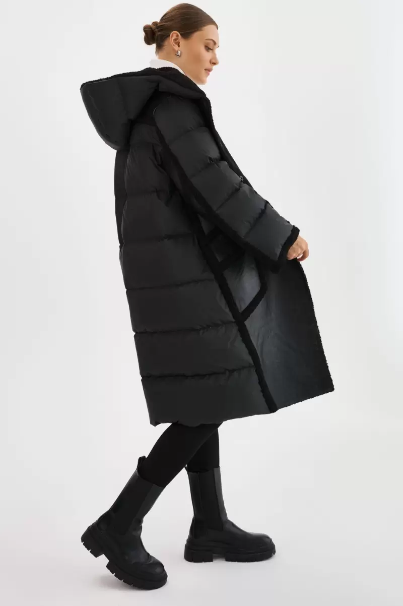 Black / Black Rexana | Mixed Media Puffer Coat Women Lamarque Rapid Coats & Jackets - 3