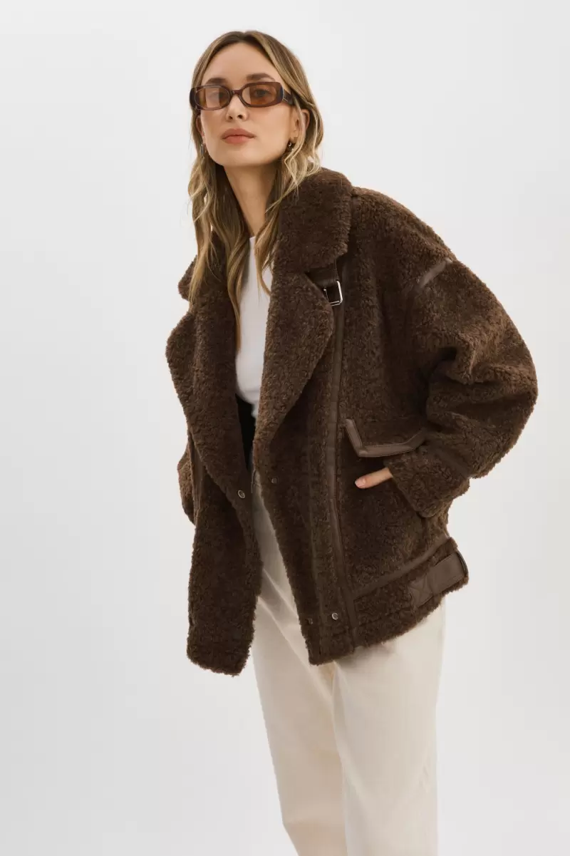 Brown Women Lamarque Coats & Jackets Order Badu | Oversized Faux Shearling Jacket - 1