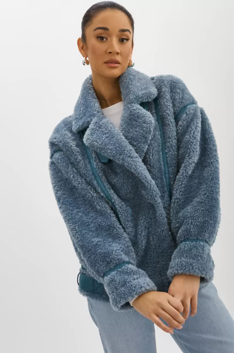Women Extend Lamarque Badu | Oversized Faux Shearling Jacket Coats & Jackets Dusty Blue