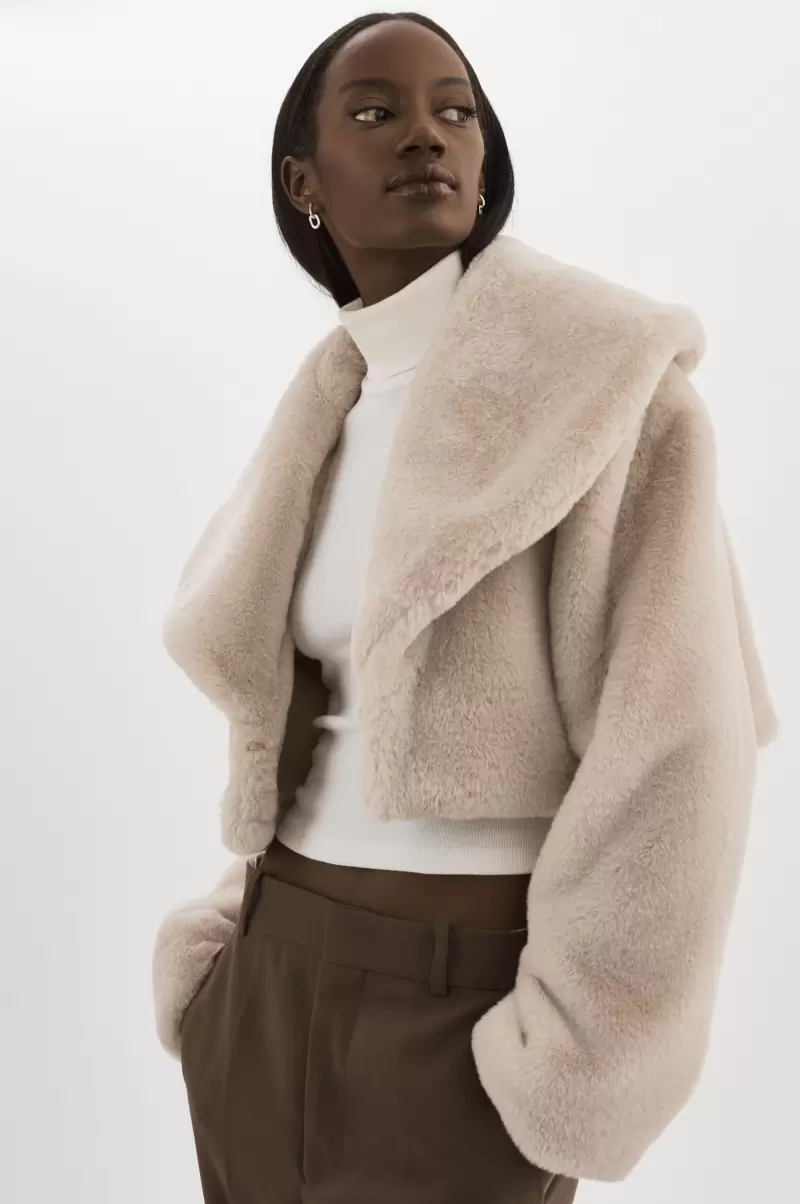 Lamarque Knockdown Oat Danika | Faux Fur Crop Jacket Coats & Jackets Women