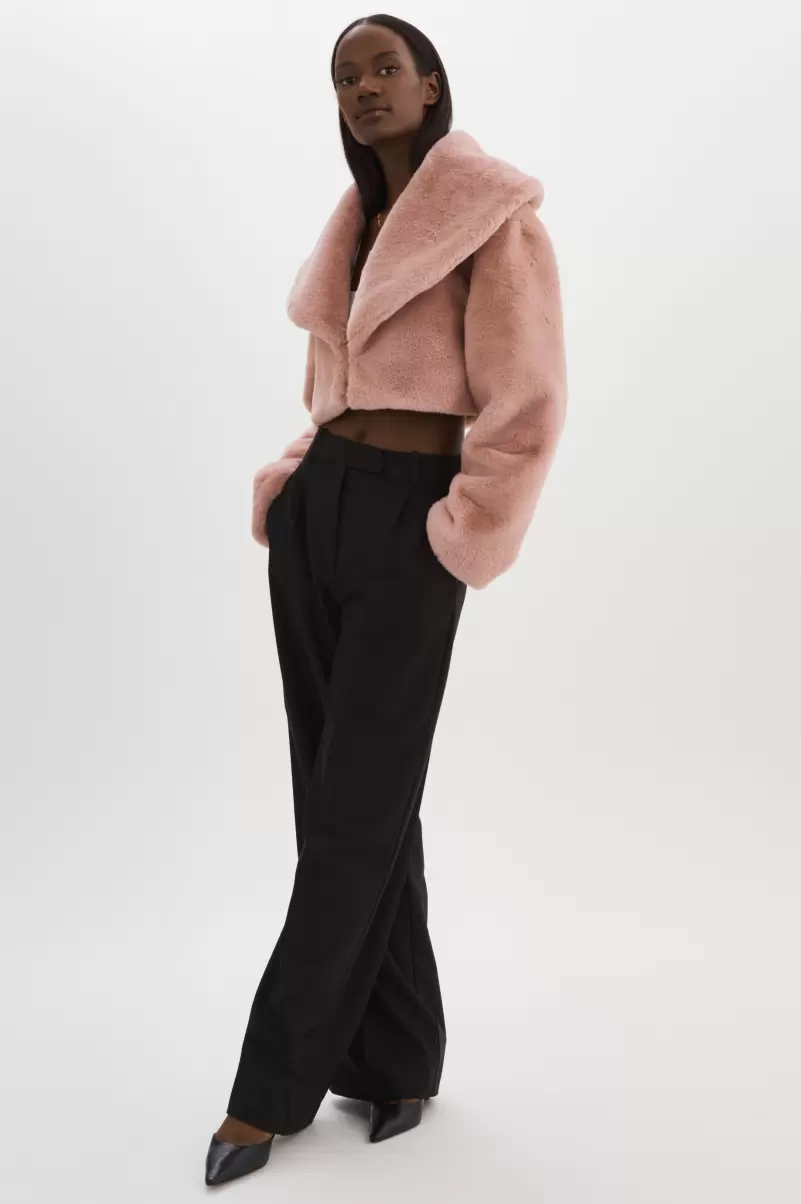 Danika | Faux Fur Crop Jacket Smoky Pink Convenient Lamarque Coats & Jackets Women - 2