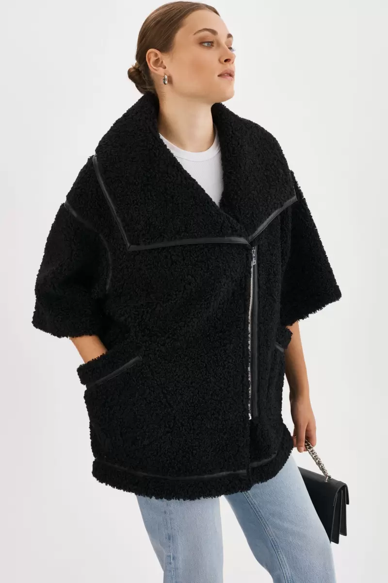 Review Lamarque Black Ohanna | Sherpa Coat Coats & Jackets Women - 1