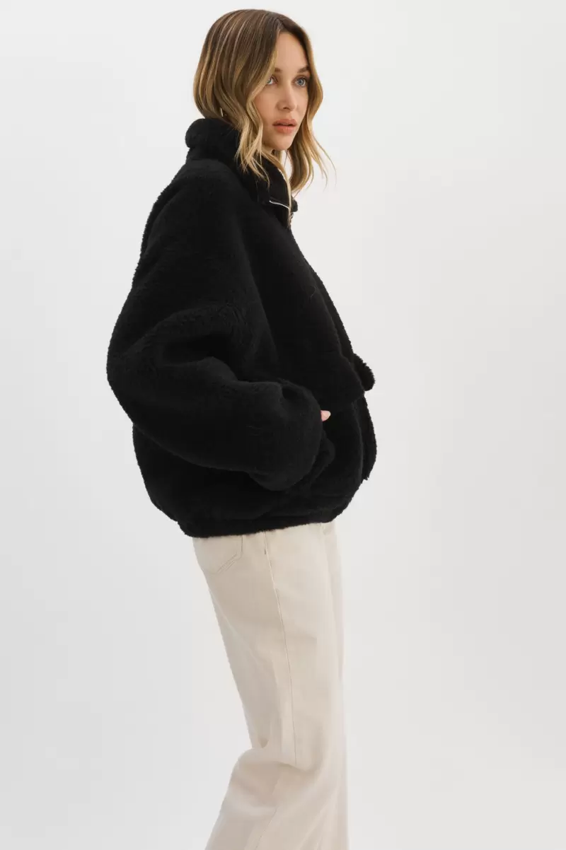 Women Lamarque Coats & Jackets Sale Black Kim |  Sherpa Jacket - 3