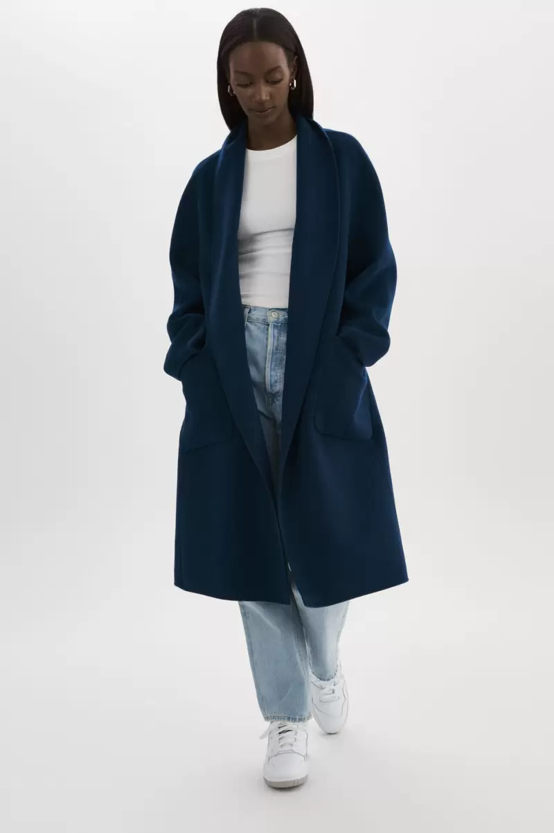 Midnight Blue Lamarque Coats & Jackets Women Thara | Shawl Collar Wool Coat Tough - 1
