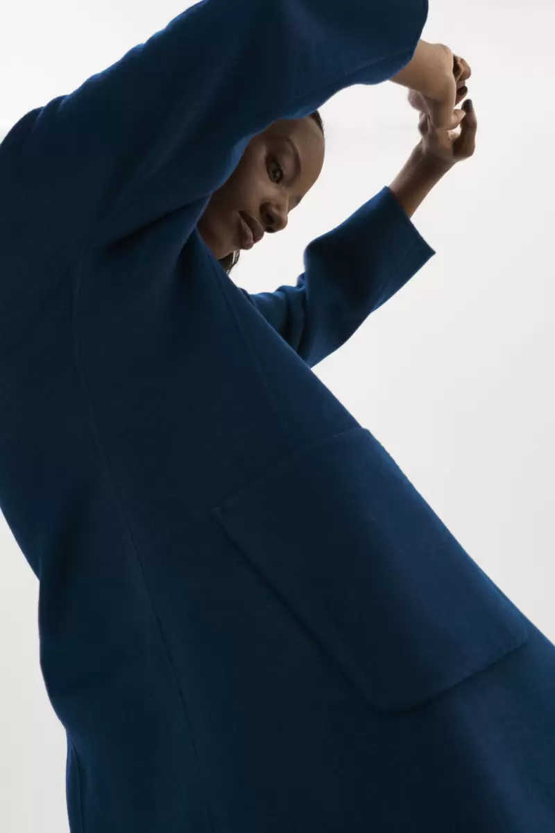 Midnight Blue Lamarque Coats & Jackets Women Thara | Shawl Collar Wool Coat Tough - 2
