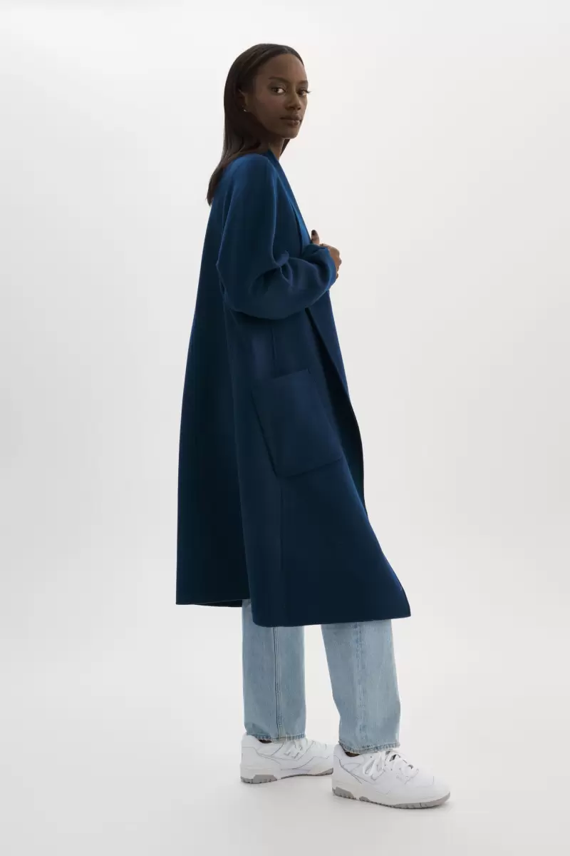 Midnight Blue Lamarque Coats & Jackets Women Thara | Shawl Collar Wool Coat Tough - 4