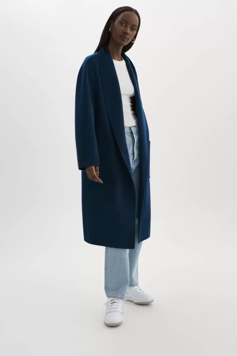 Midnight Blue Lamarque Coats & Jackets Women Thara | Shawl Collar Wool Coat Tough