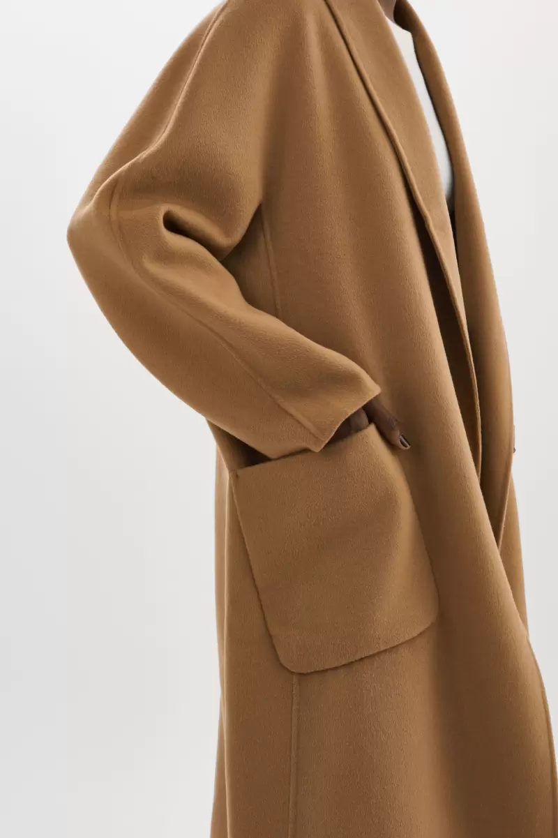 Coats & Jackets Fresh Lamarque Women Camel Thara | Shawl Collar Wool Coat - 2
