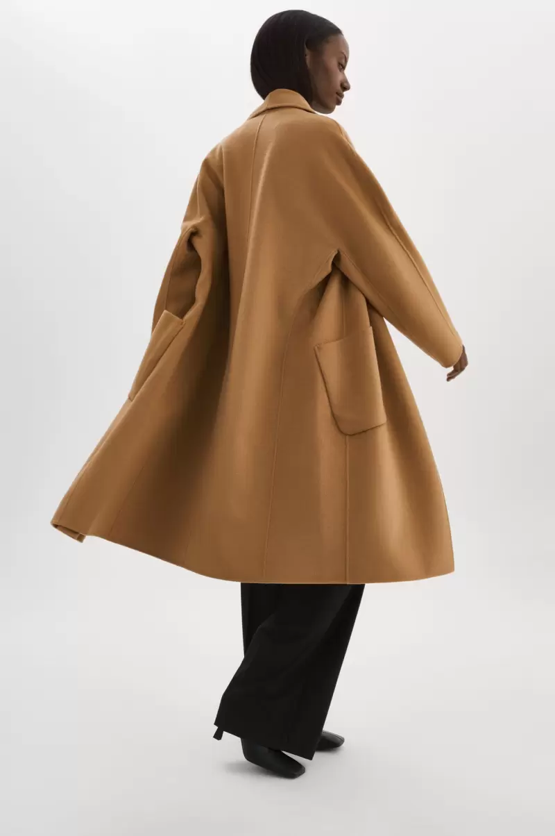 Coats & Jackets Fresh Lamarque Women Camel Thara | Shawl Collar Wool Coat - 3