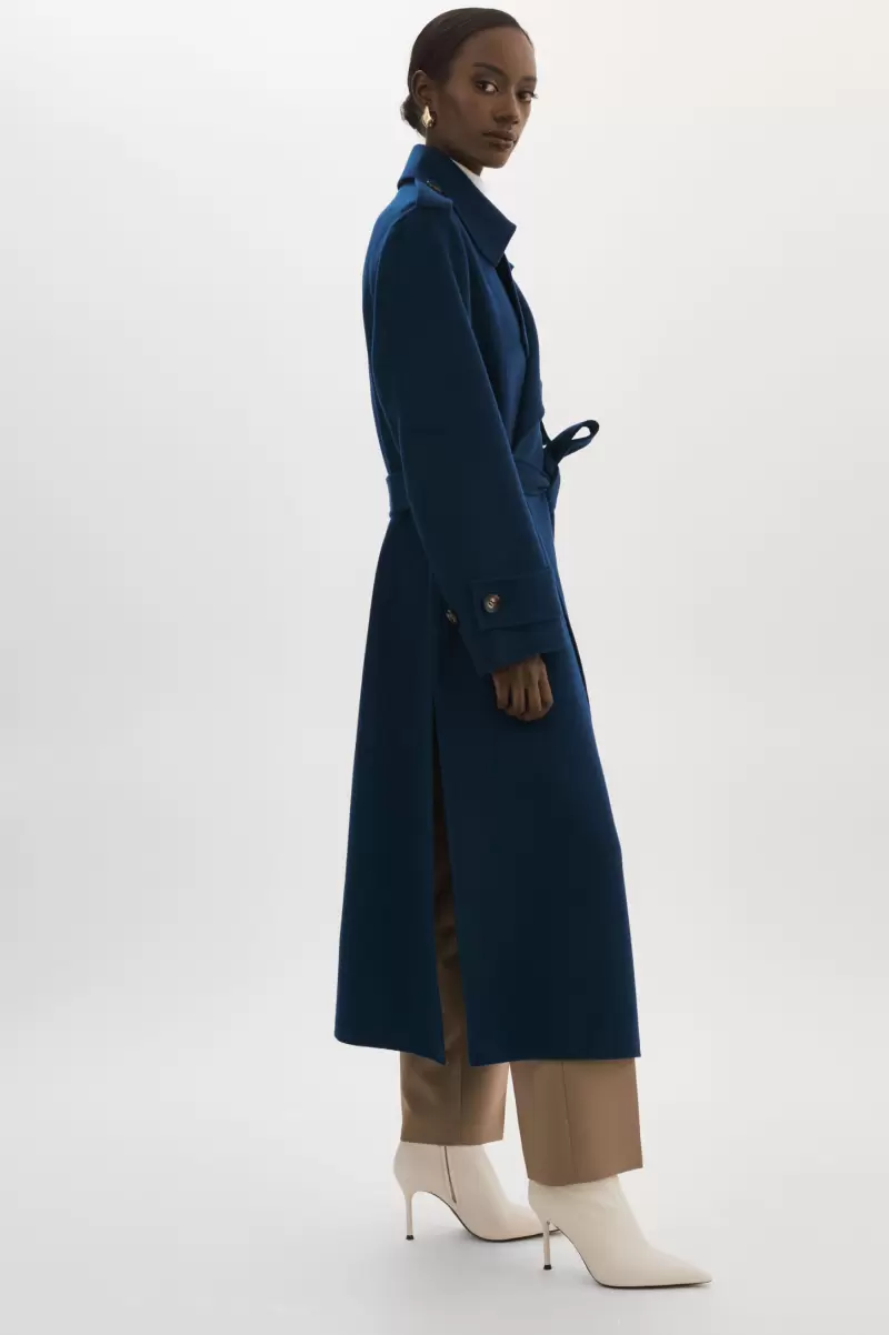 Coats & Jackets Midnight Blue Women Hot Lamarque Margaret | Wool  Trench Coat - 1
