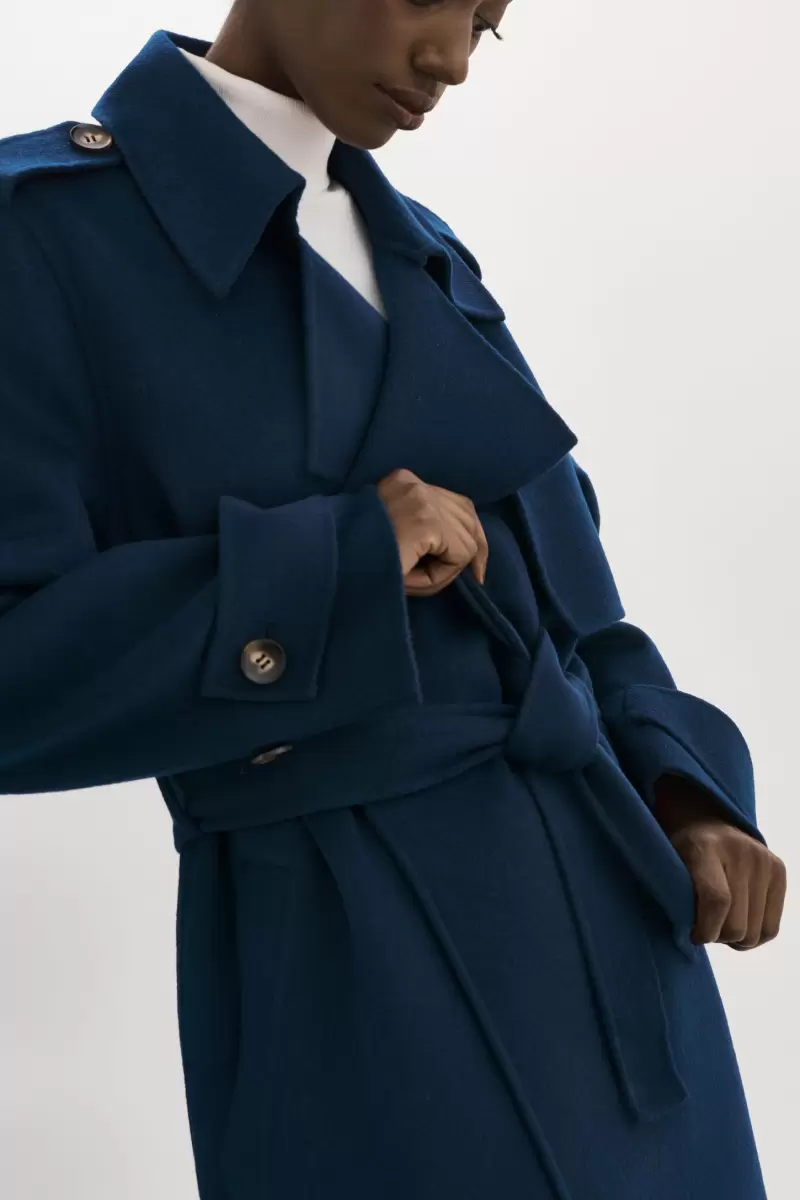 Coats & Jackets Midnight Blue Women Hot Lamarque Margaret | Wool  Trench Coat - 2