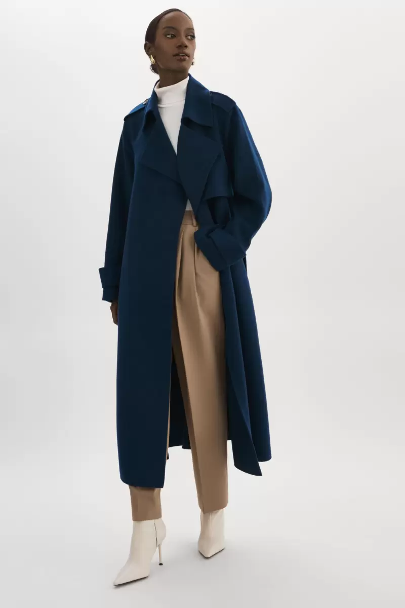 Coats & Jackets Midnight Blue Women Hot Lamarque Margaret | Wool  Trench Coat - 3