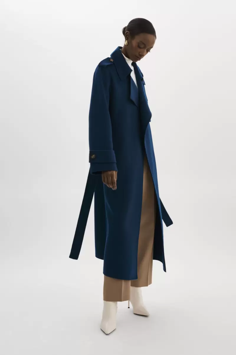 Coats & Jackets Midnight Blue Women Hot Lamarque Margaret | Wool  Trench Coat - 4