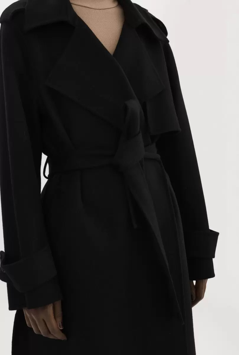 Stylish Margaret | Wool  Trench Coat Black Women Lamarque Coats & Jackets - 3