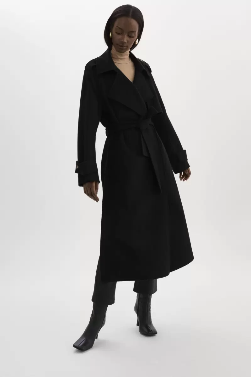 Stylish Margaret | Wool  Trench Coat Black Women Lamarque Coats & Jackets