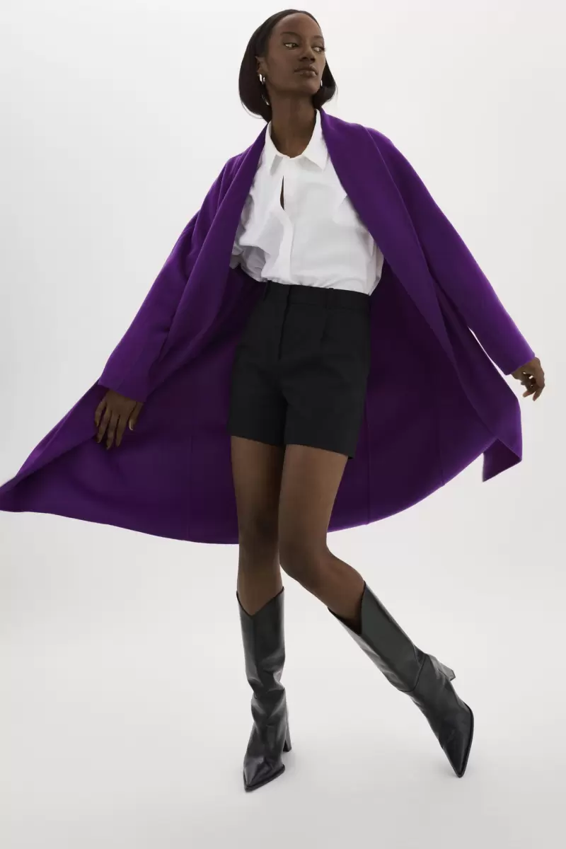 Women Violet New Thara | Shawl Collar Wool Coat Coats & Jackets Lamarque - 1