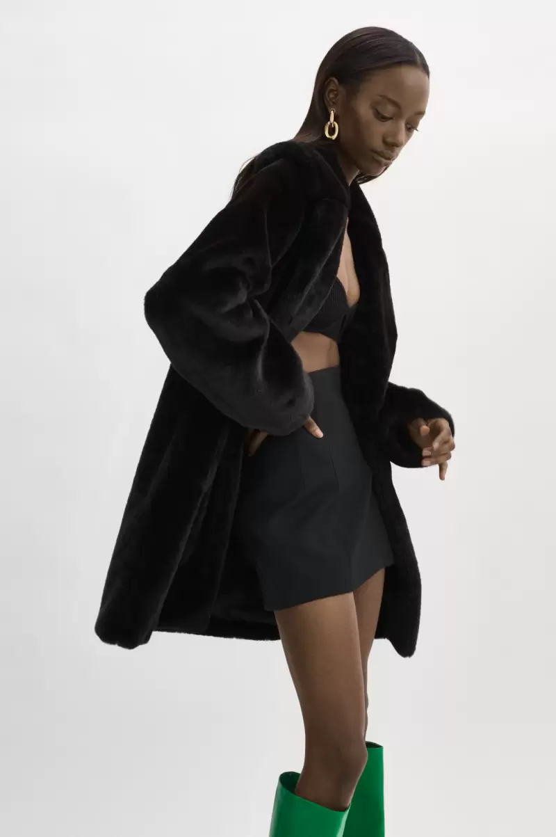 Linnea | Faux Fur Coat Women Cheap Coats & Jackets Lamarque Black - 3