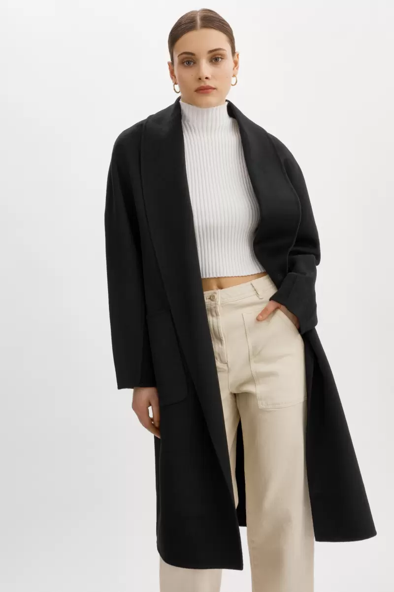 Women Lamarque Black Thara | Shawl Collar Wool Coat Coats & Jackets Budget - 2