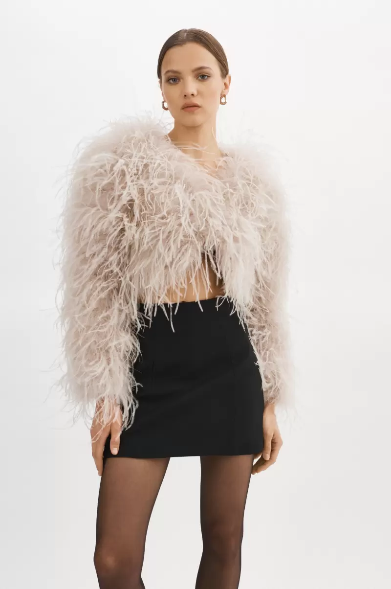 Sale Hallie | Ostrich Feather Jacket Coats & Jackets Lamarque Feather Pink Women - 1