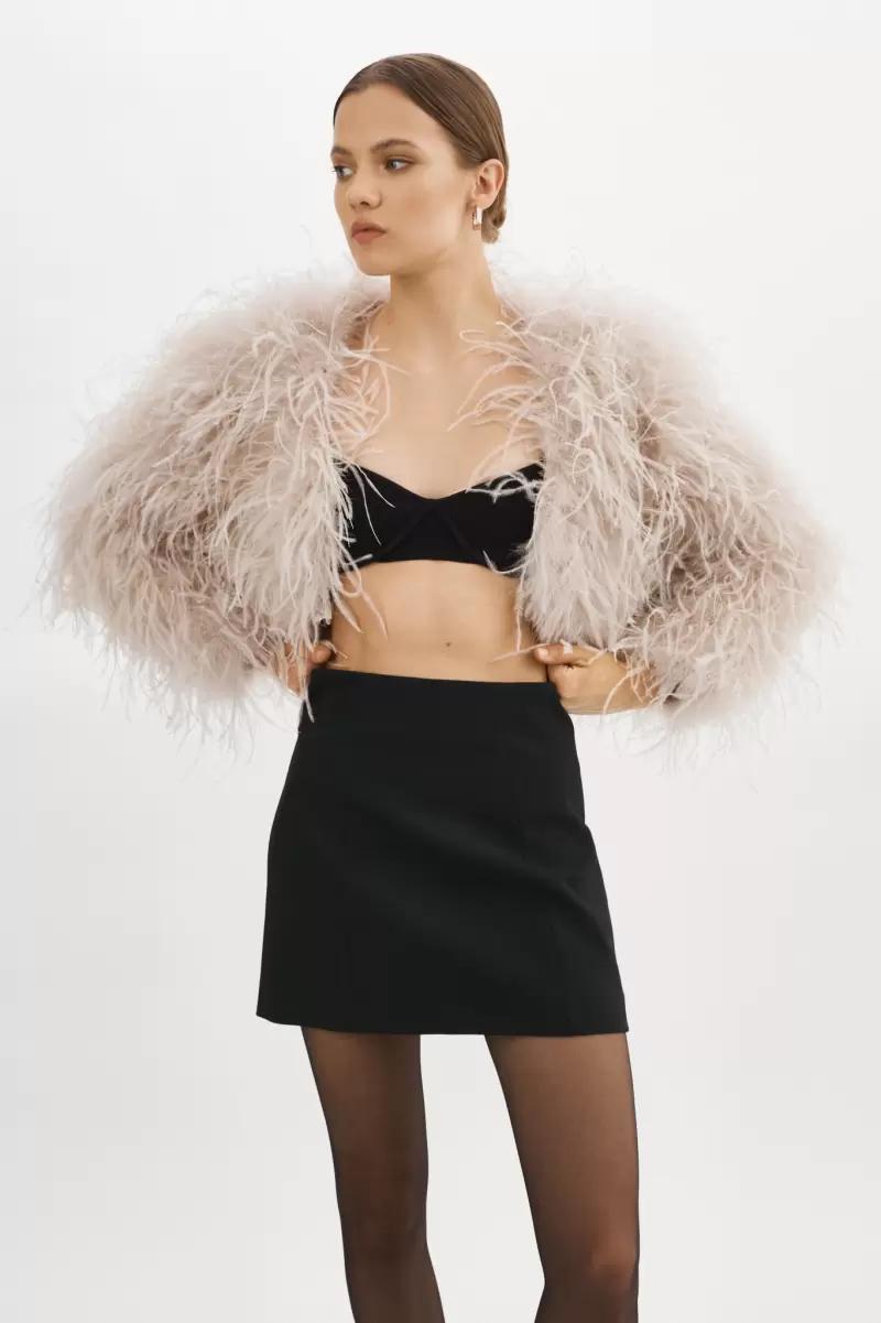 Sale Hallie | Ostrich Feather Jacket Coats & Jackets Lamarque Feather Pink Women
