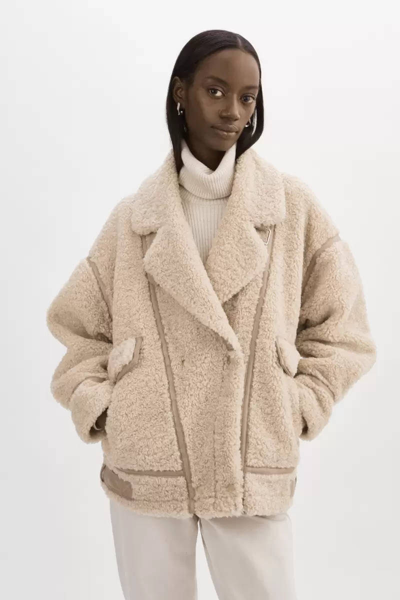 Beige Badu | Oversized Faux Shearling Jacket Custom Coats & Jackets Women Lamarque - 1