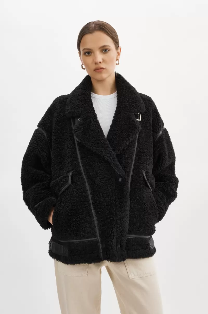Badu | Oversized Faux Shearling Jacket Special Lamarque Women Black Coats & Jackets - 1