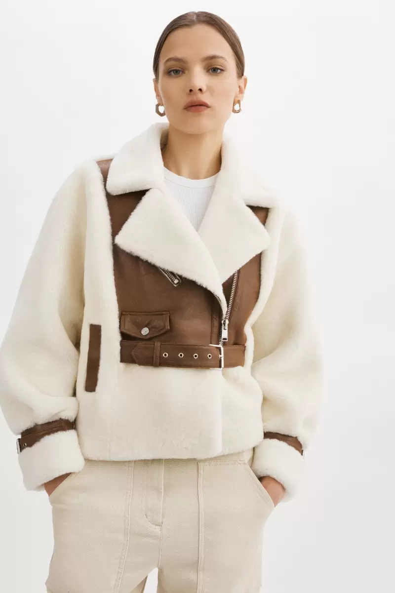Ivory Brown Organic Coats & Jackets Elody | Faux Fur Jacket Women Lamarque - 1