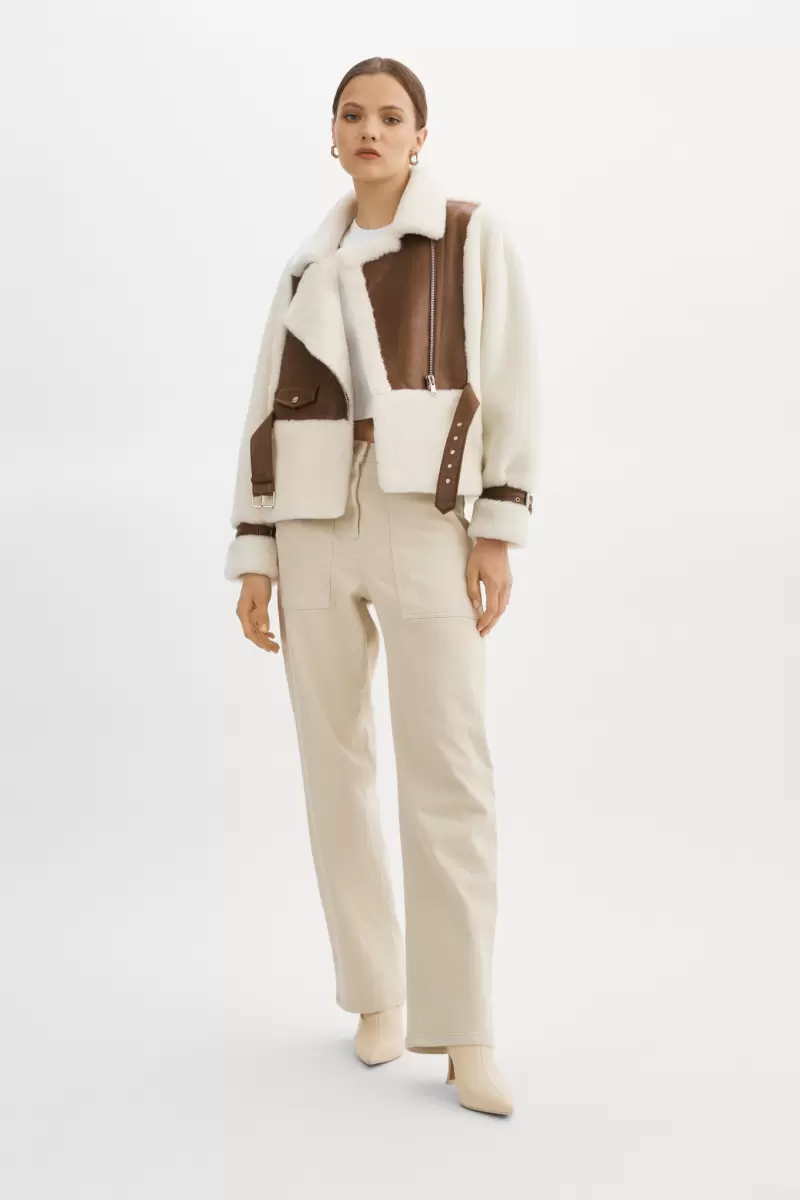Ivory Brown Organic Coats & Jackets Elody | Faux Fur Jacket Women Lamarque - 3