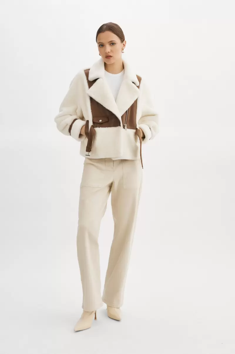 Ivory Brown Organic Coats & Jackets Elody | Faux Fur Jacket Women Lamarque - 4