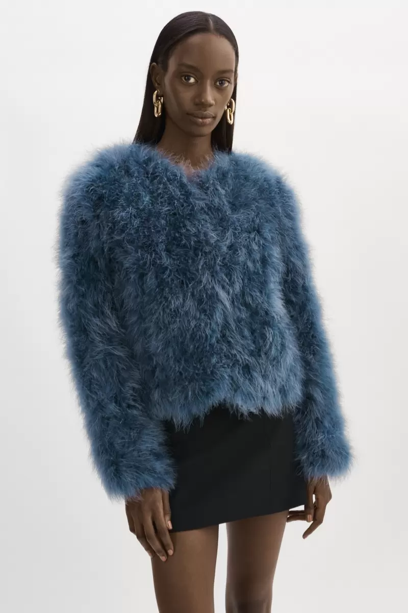 Women Coats & Jackets Superior Smoked Blue Lamarque Deora | Feather Jacket - 2