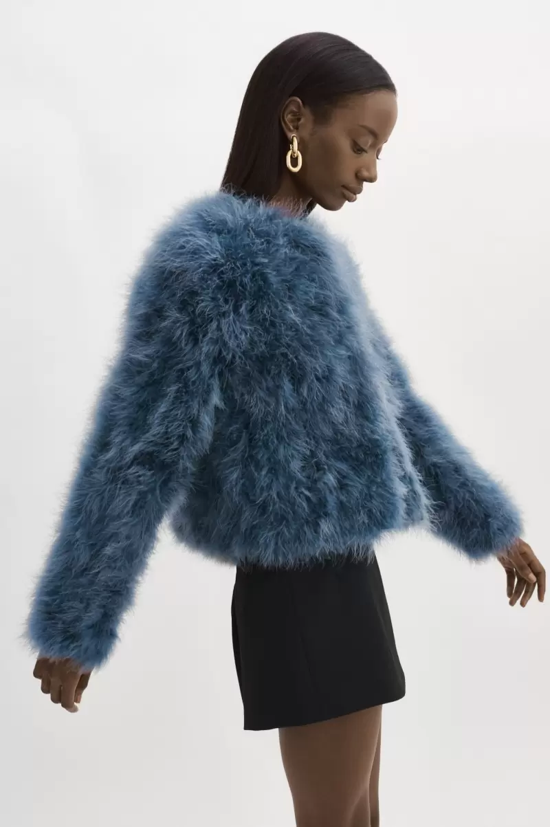 Women Coats & Jackets Superior Smoked Blue Lamarque Deora | Feather Jacket - 4