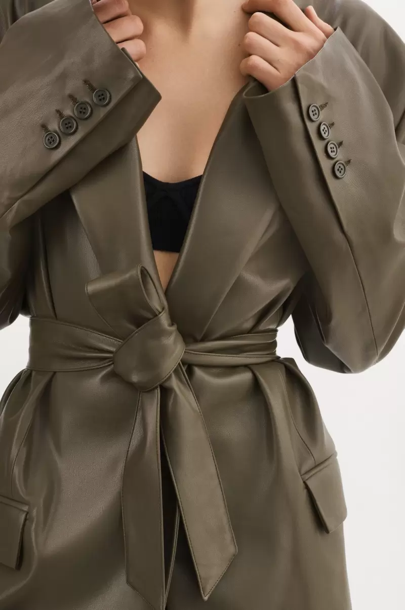Lamarque Coats & Jackets Women Kassandra | Faux Leather Oversized Blazer Manifest Khaki - 4