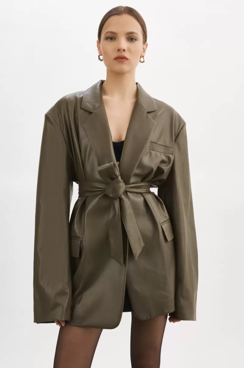Lamarque Coats & Jackets Women Kassandra | Faux Leather Oversized Blazer Manifest Khaki