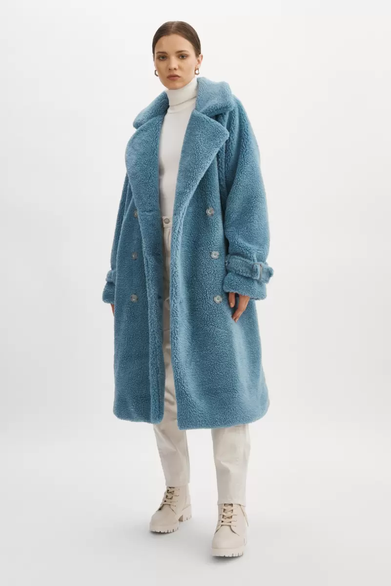Coats & Jackets Malani | Sherpa Coat Sale Smoked Blue Women Lamarque