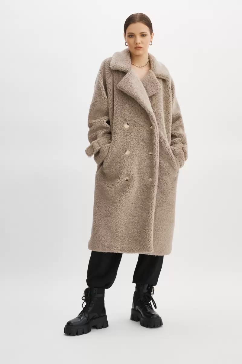 Lamarque Taupe Coats & Jackets Malani | Sherpa Coat Women High-Quality - 1
