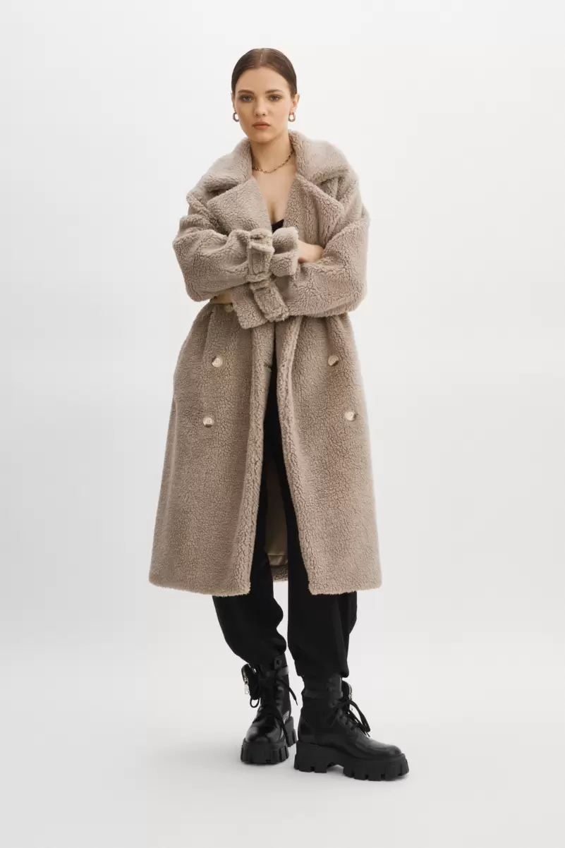 Lamarque Taupe Coats & Jackets Malani | Sherpa Coat Women High-Quality - 2
