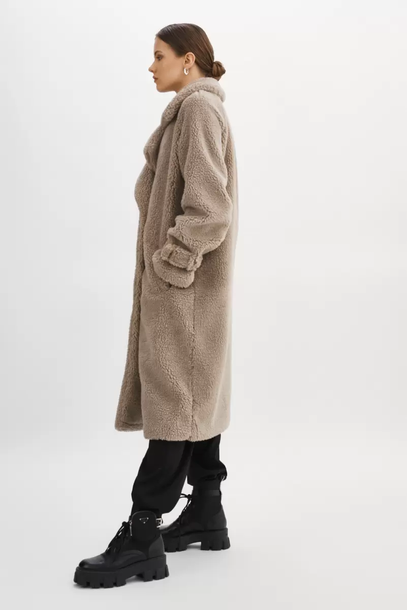 Lamarque Taupe Coats & Jackets Malani | Sherpa Coat Women High-Quality - 3