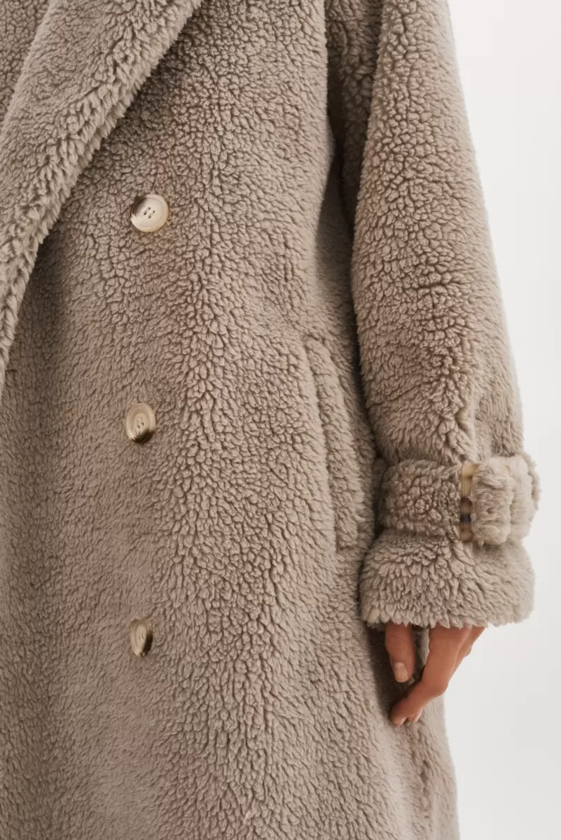 Lamarque Taupe Coats & Jackets Malani | Sherpa Coat Women High-Quality - 4