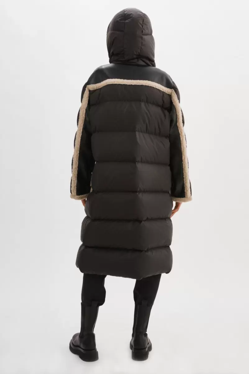 Black/Ecru Coats & Jackets Lamarque Women Sale Rexana | Mixed Media Puffer Coat - 4