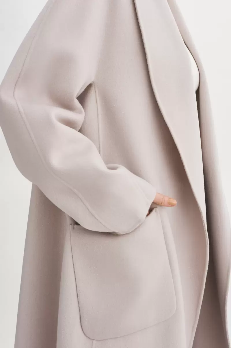 Feather Grey Coats & Jackets Lamarque Stylish Women Thara | Shawl Collar Wool Coat - 3
